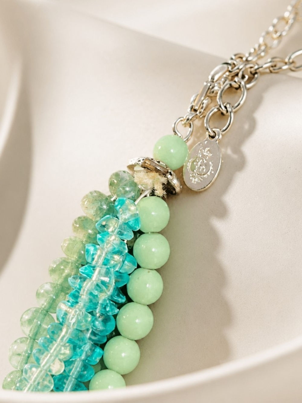 PREMIER DESIGNS Multi Strand Blue Green Bead Necklace - Picture 3 of 3
